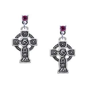   Celtic Cross Hot Pink Swarovski Post Charm Earrings [Jewelry]: Jewelry