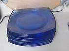 Crate & Barrel Square Blue Glass Dinner Plate 10 3/8 Square ONE PLATE