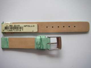 Apollo green leather alligator print watch band 14 mm  