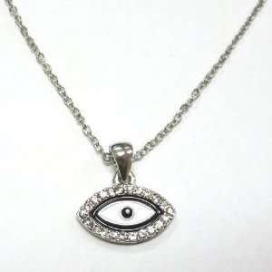  Antique Evil Eye Beaded Crystal Necklace Pendant   Black 