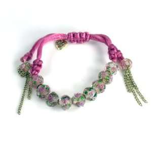   Johnson Jewelry Vintage Betsey Pink Flower Bead Bracelet Jewelry