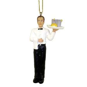  4 Waiter Server With Food & Drink Tray Christmas Ornament 