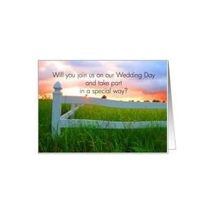   Best Man,Sun Over Low Sun and White Fence in Field of Buttercups Card
