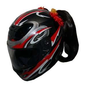  Helmet City Black Motorcycle Helmet Pigtails Sports 